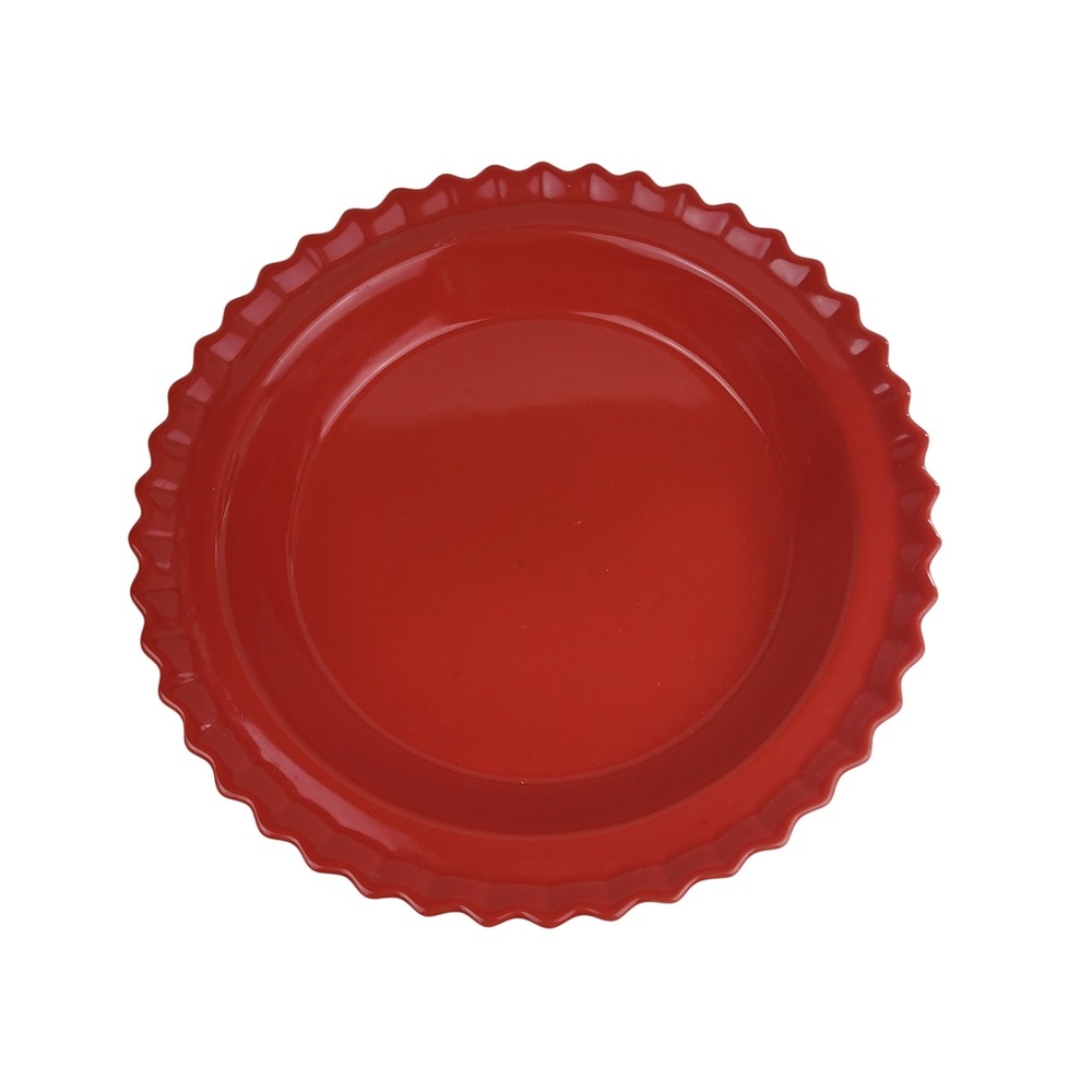Chantal Red Ceramic Scalloped Pie Dish 9 Inch 1 QT Stoneware Baker